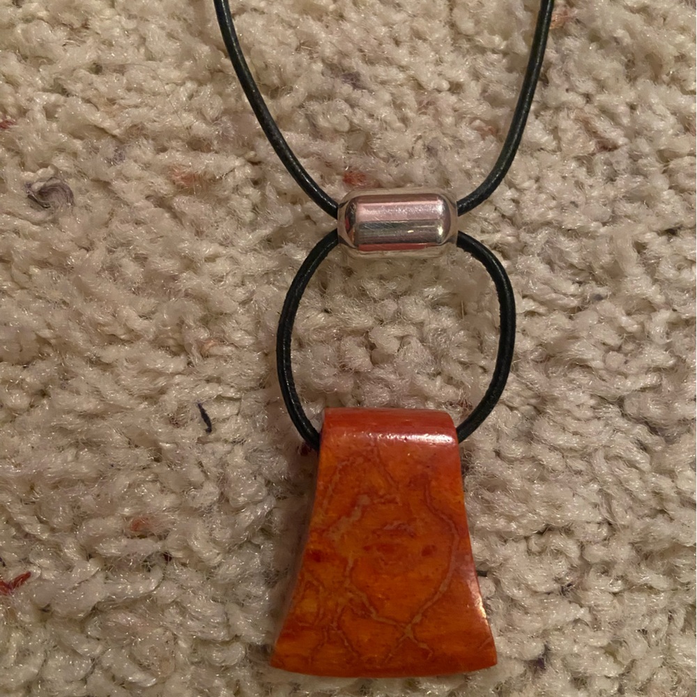 Silpada Orange Pendant Necklace with Silver Accent